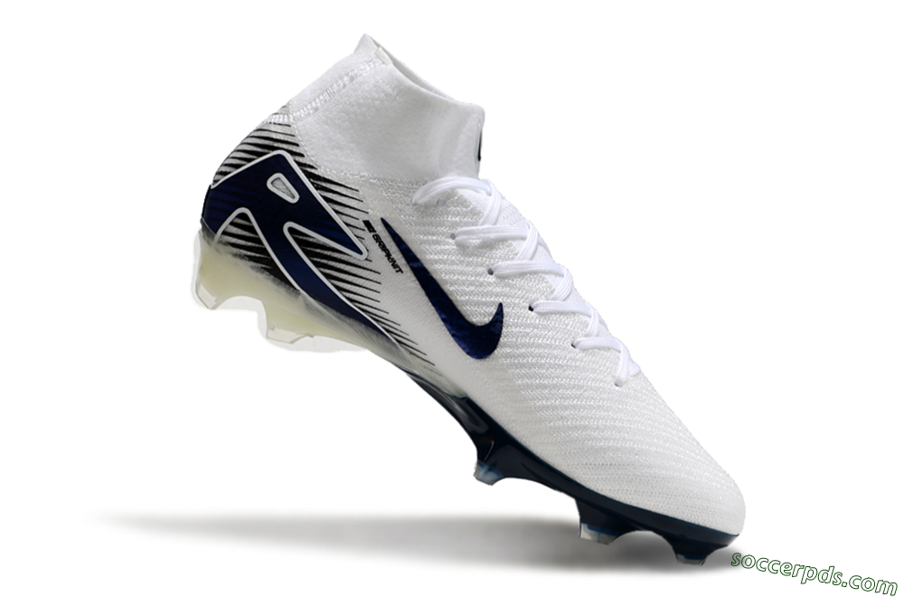 Nike Air Zoom Mercurial Superfly 10 Elite FG High-Tops Football Boots - White/Black/Blue 4