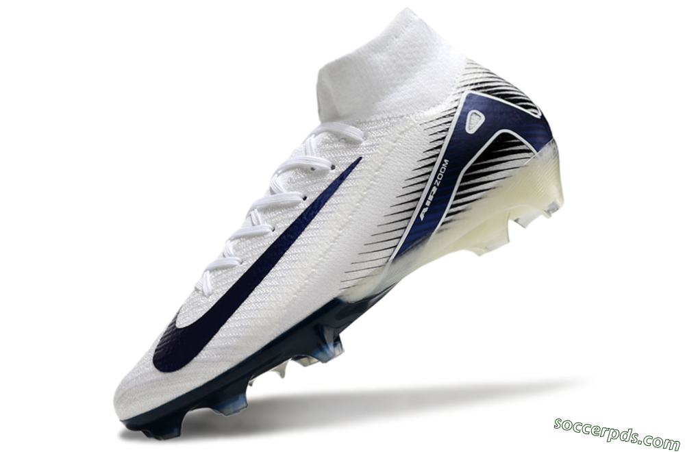 Nike Air Zoom Mercurial Superfly 10 Elite FG High-Tops Football Boots - White/Black/Blue 5