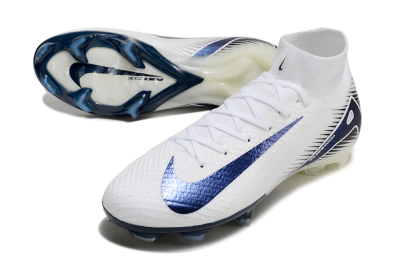 Nike Air Zoom Mercurial Superfly 10 Elite FG High-Tops Football Boots - White/Black/Blue
