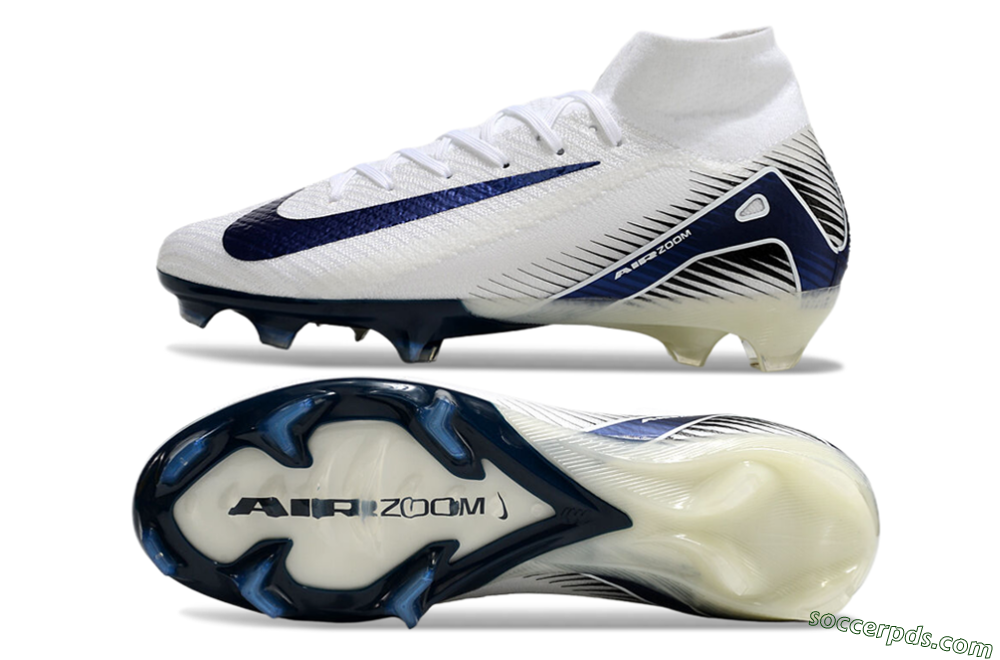 Nike Air Zoom Mercurial Superfly 10 Elite FG High-Tops Football Boots - White/Black/Blue 0