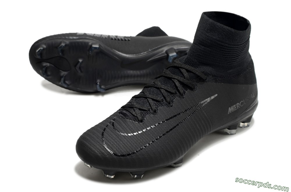 Nike Zoom Mercurial Superfly 5 Elite FG High-Tops Football Boots - Black/Black 3