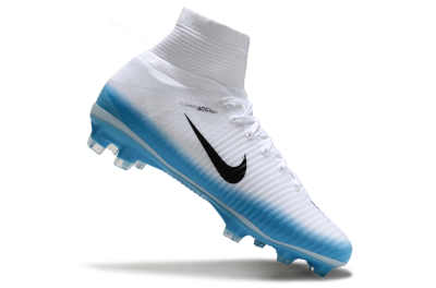 Nike Zoom Mercurial Superfly 5 Elite FG High-Tops Football Boots - White/Black/Blue