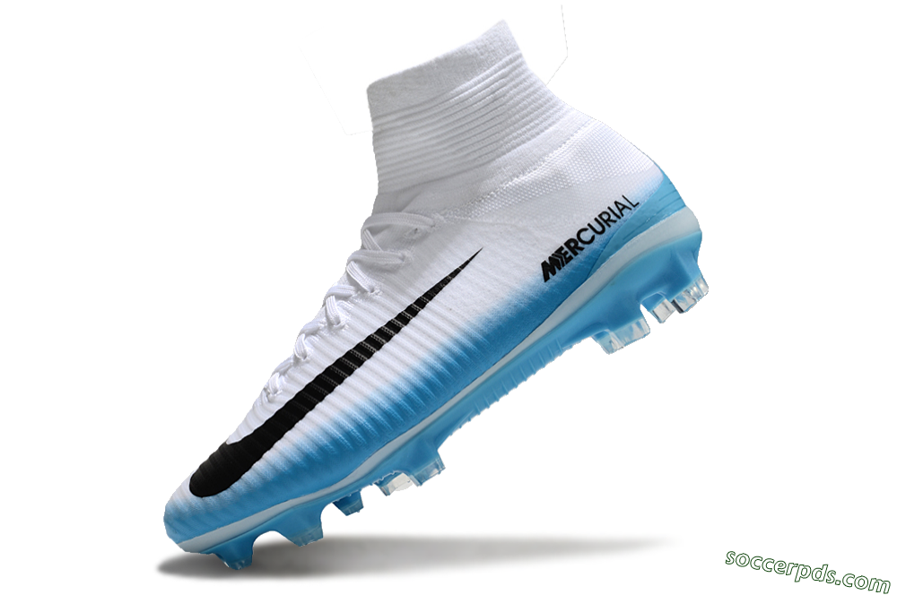 Nike Zoom Mercurial Superfly 5 Elite FG High-Tops Football Boots - White/Black/Blue 5