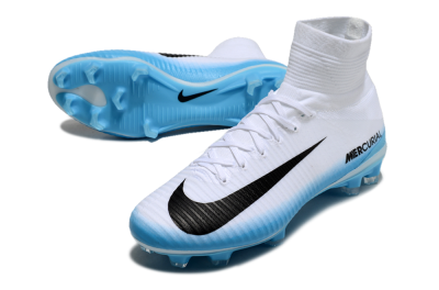 Nike Zoom Mercurial Superfly 5 Elite FG High-Tops Football Boots - White/Black/Blue