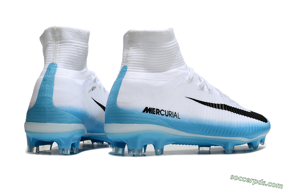 Nike Zoom Mercurial Superfly 5 Elite FG High-Tops Football Boots - White/Black/Blue 6