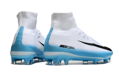 Nike Zoom Mercurial Superfly 5 Elite FG High-Tops Football Boots - White/Black/Blue