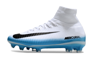 Nike Zoom Mercurial Superfly 5 Elite FG High-Tops Football Boots - White/Black/Blue