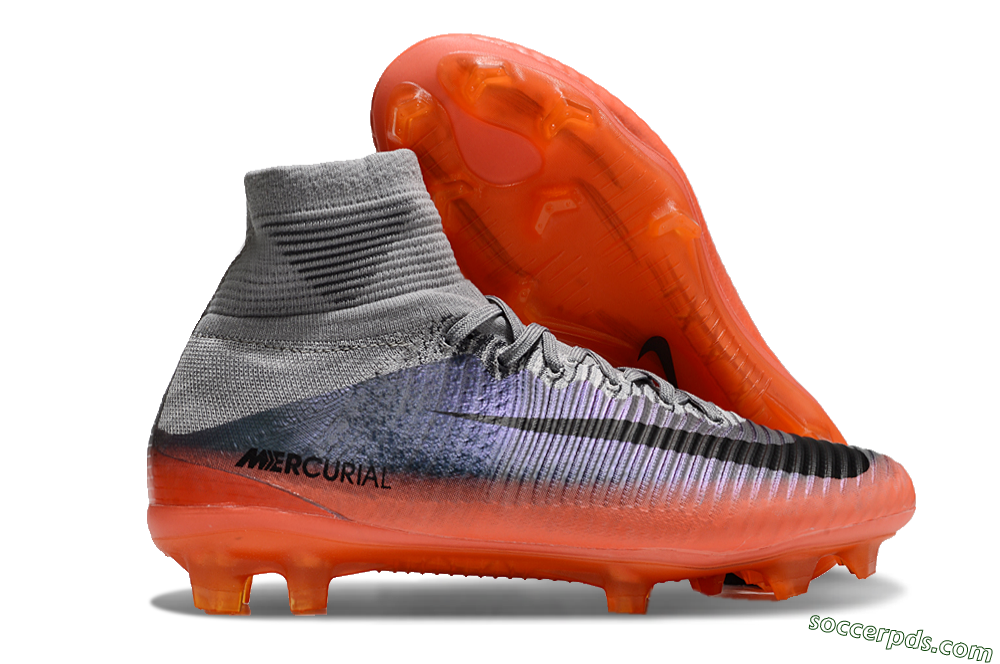 Nike Zoom Mercurial Superfly 5 Elite FG High-Tops Football Boots - Grey/Black/Orange 1