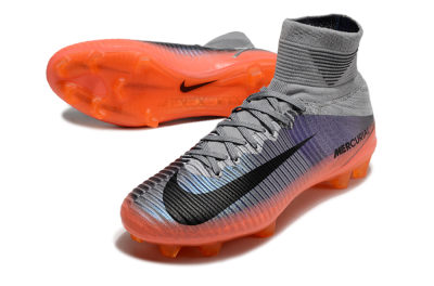 Nike Zoom Mercurial Superfly 5 Elite FG High-Tops Football Boots - Grey/Black/Orange
