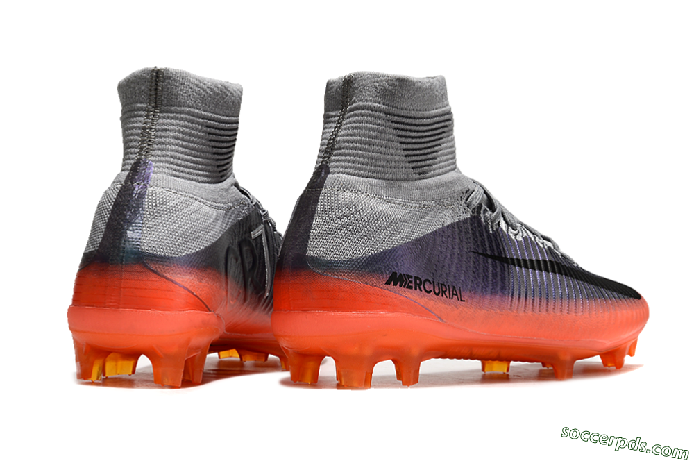 Nike Zoom Mercurial Superfly 5 Elite FG High-Tops Football Boots - Grey/Black/Orange 6