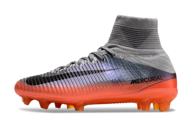 Nike Zoom Mercurial Superfly 5 Elite FG High-Tops Football Boots - Grey/Black/Orange