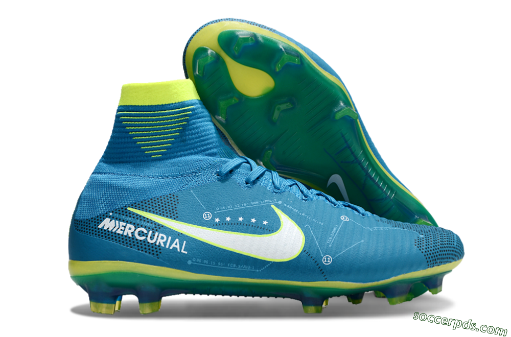 Nike Zoom Mercurial Superfly 5 Elite FG High-Tops Football Boots - Blue/White/Yellow 1
