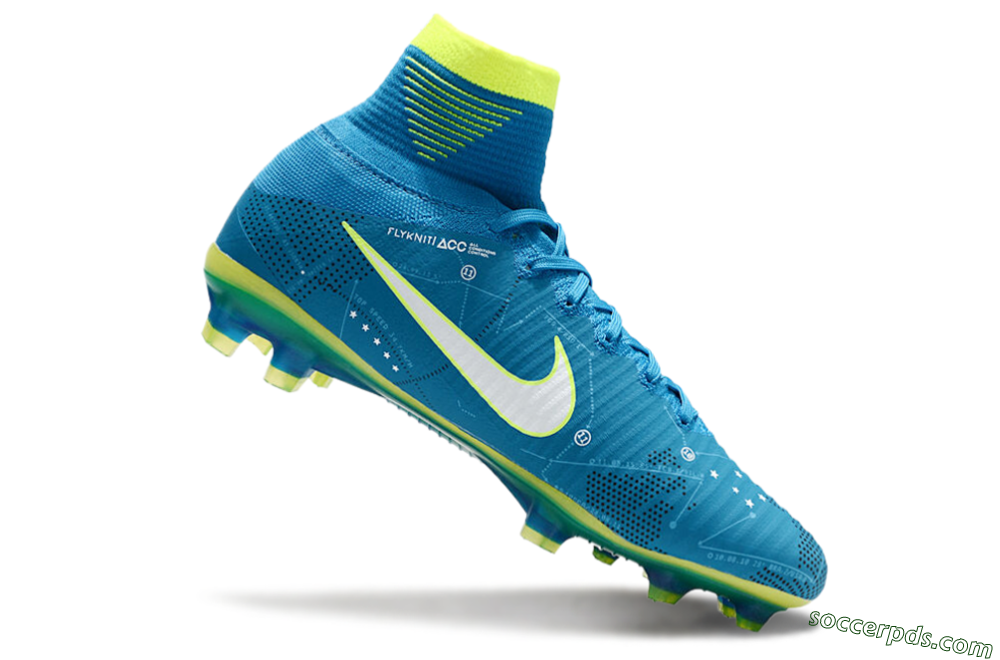 Nike Zoom Mercurial Superfly 5 Elite FG High-Tops Football Boots - Blue/White/Yellow 4