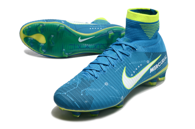 Nike Zoom Mercurial Superfly 5 Elite FG High-Tops Football Boots - Blue/White/Yellow