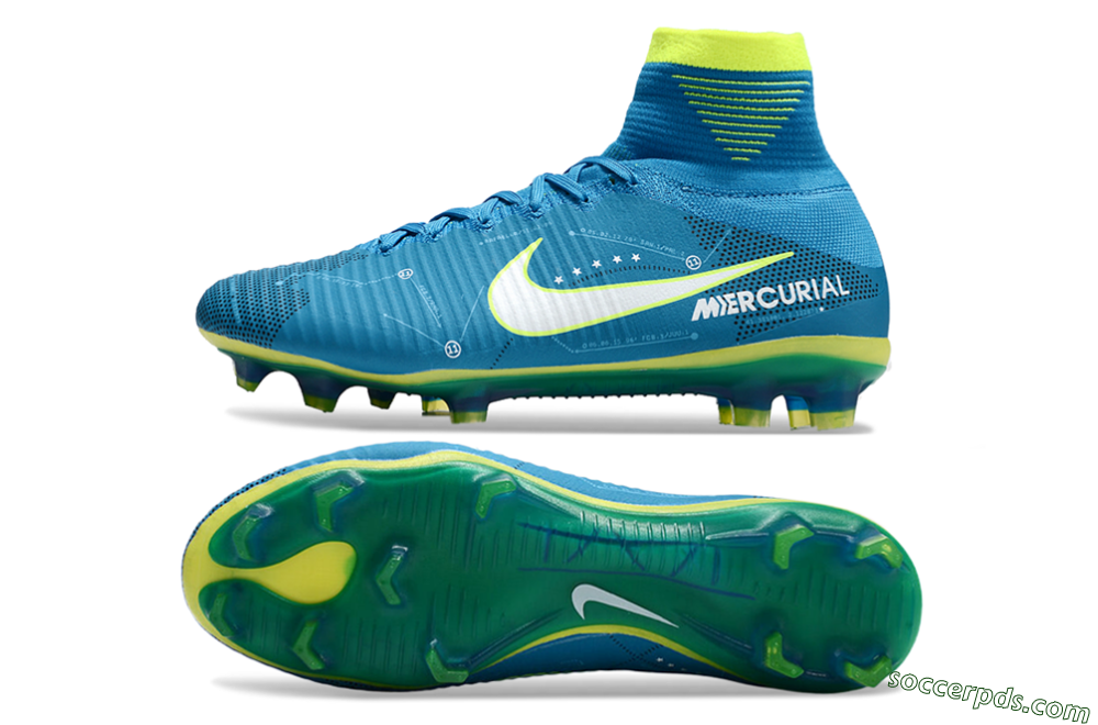 Nike Zoom Mercurial Superfly 5 Elite FG High-Tops Football Boots - Blue/White/Yellow 0