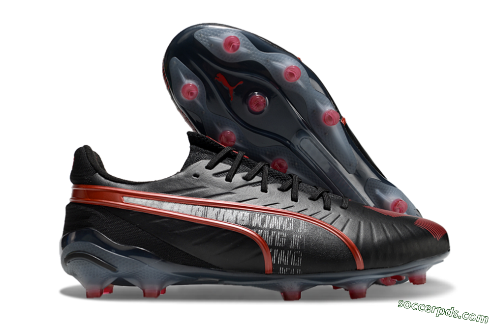 Puma King Ultimate Launch Edition FG Low-Tops Football Boots - Black/Red 1