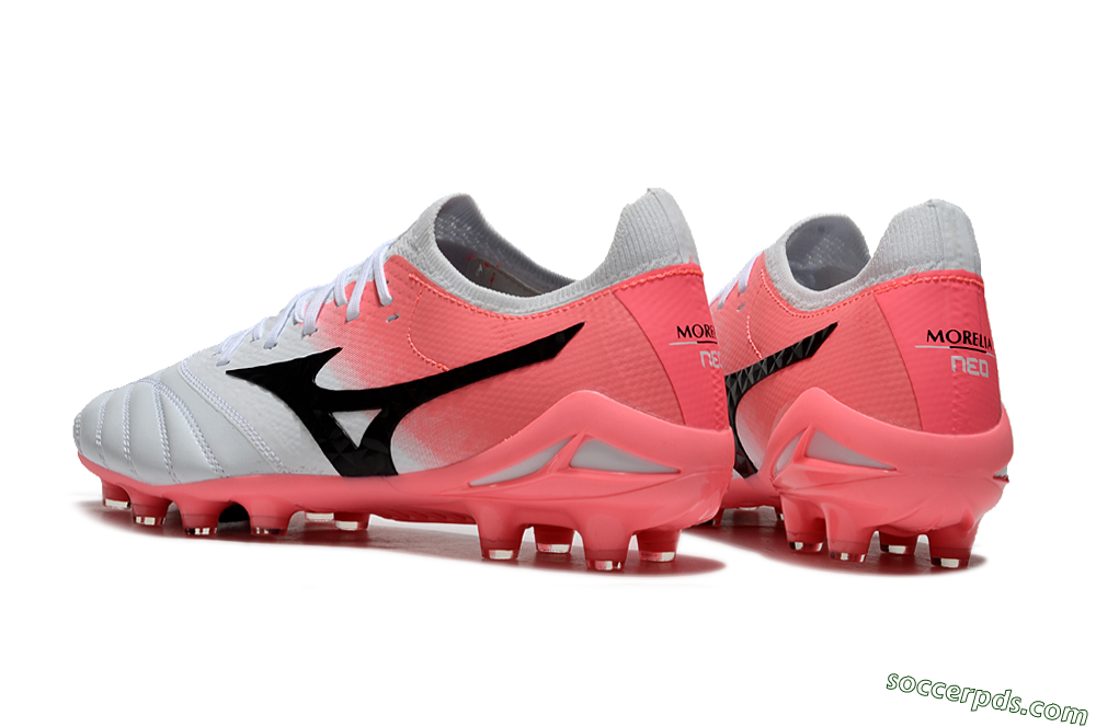 Mizuno Morelia Neo IV Bate FG Low-Tops Football Boots - White/Pink/Black 5