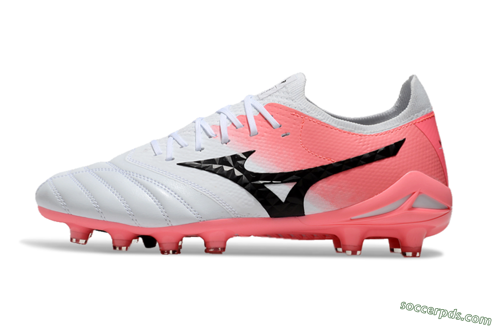 Mizuno Morelia Neo IV Bate FG Low-Tops Football Boots - White/Pink/Black 2