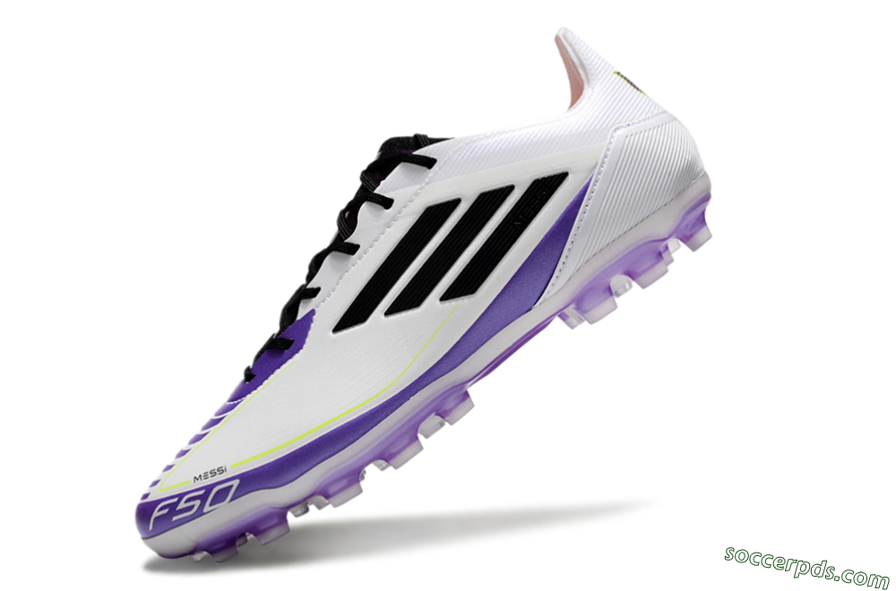 Adidas F50 Elite AG Low-Tops Football Boots - White/Purple/Black 5