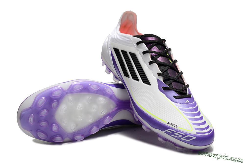 Adidas F50 Elite AG Low-Tops Football Boots - White/Purple/Black 3