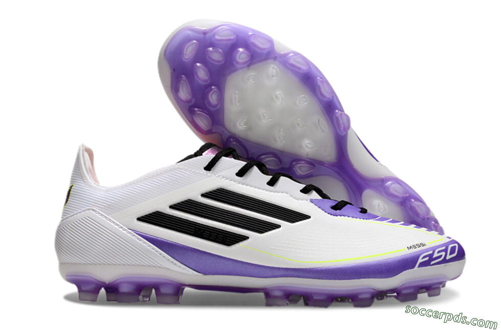 Adidas F50 Elite AG Low-Tops Football Boots - White/Purple/Black 1