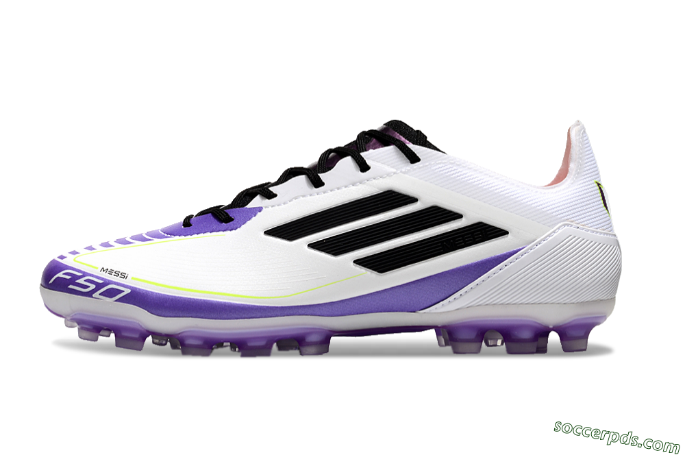 Adidas F50 Elite AG Low-Tops Football Boots - White/Purple/Black 2