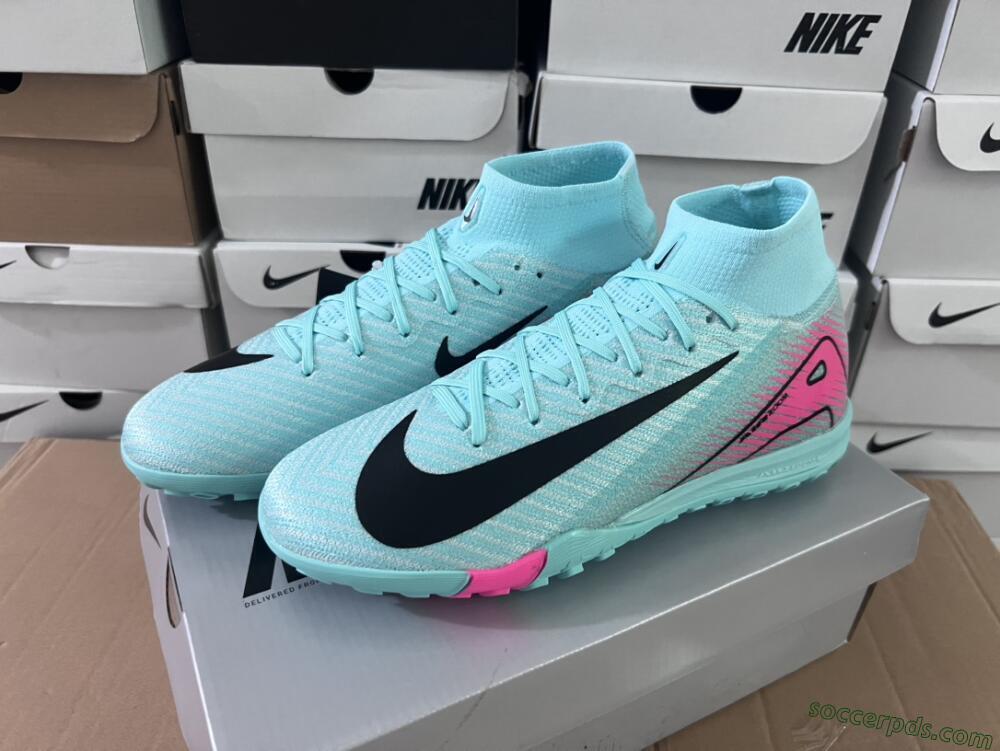 Nike Air Zoom Mercurial Superfly 10 Elite TF High-Tops Football Shoes - Green/Pink/Black