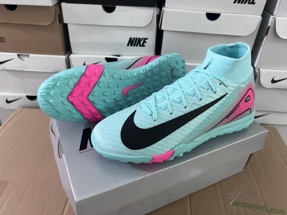 Nike Air Zoom Mercurial Superfly 10 Elite TF High-Tops Football Shoes - Green/Pink/Black