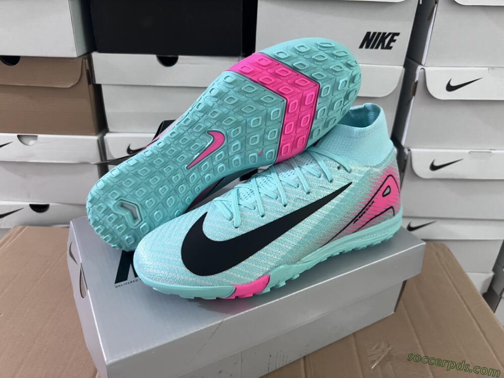 Nike Air Zoom Mercurial Superfly 10 Elite TF High-Tops Football Shoes - Green/Pink/Black