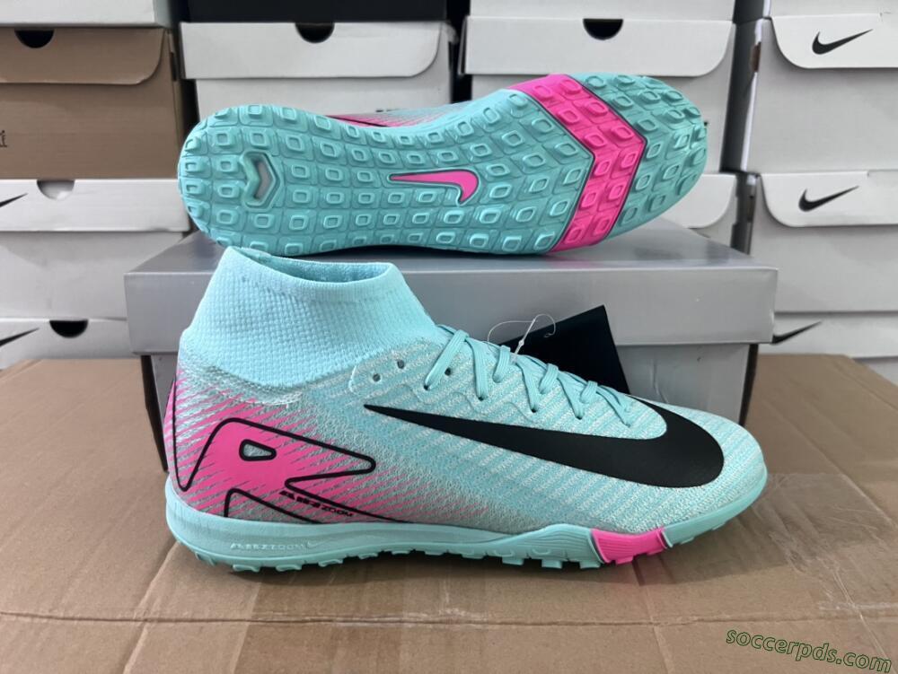 Nike Air Zoom Mercurial Superfly 10 Elite TF High-Tops Football Shoes - Green/Pink/Black