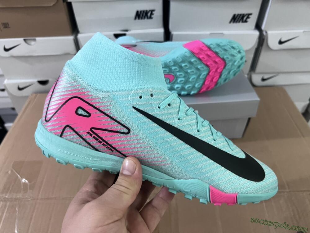 Nike Air Zoom Mercurial Superfly 10 Elite TF High-Tops Football Shoes - Green/Pink/Black