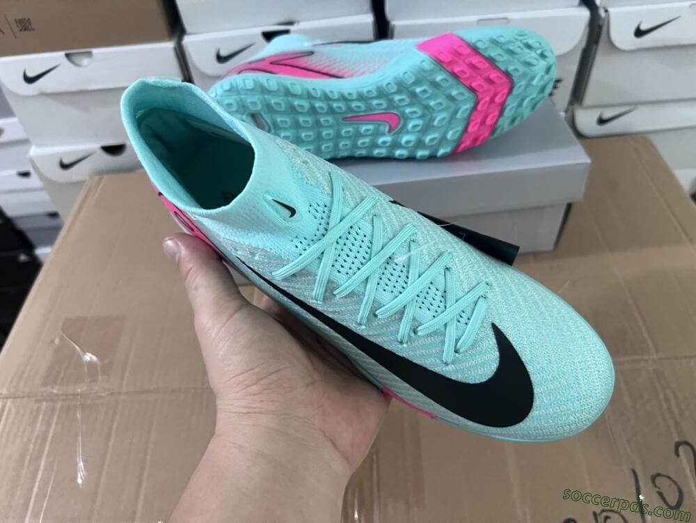 Nike Air Zoom Mercurial Superfly 10 Elite TF High-Tops Football Shoes - Green/Pink/Black