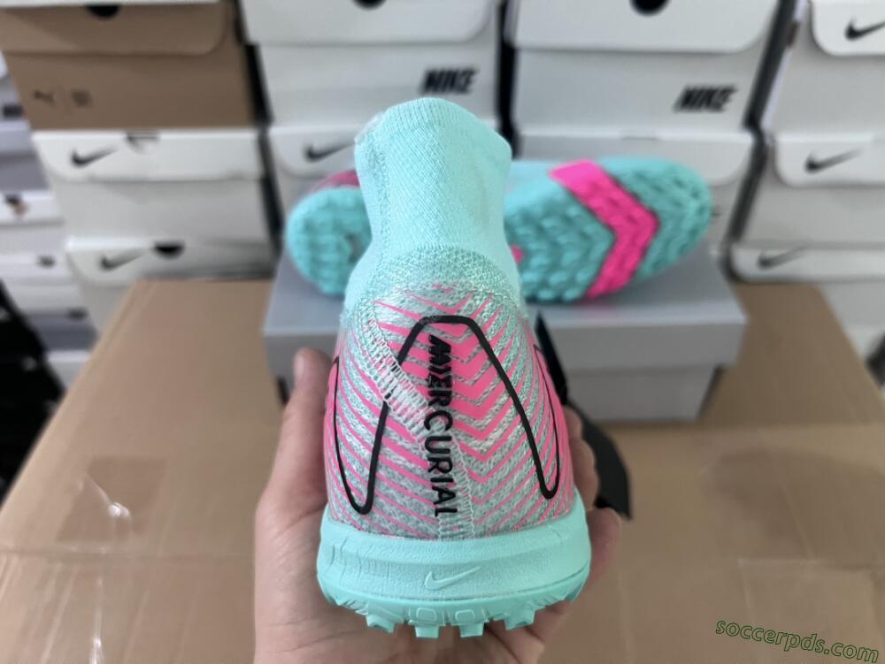 Nike Air Zoom Mercurial Superfly 10 Elite TF High-Tops Football Shoes - Green/Pink/Black