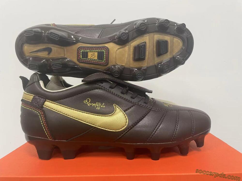 Ronaldo x Nike Tiempo Legend R10 Elite FG Low-Tops Football Boots - Brown/Gold
