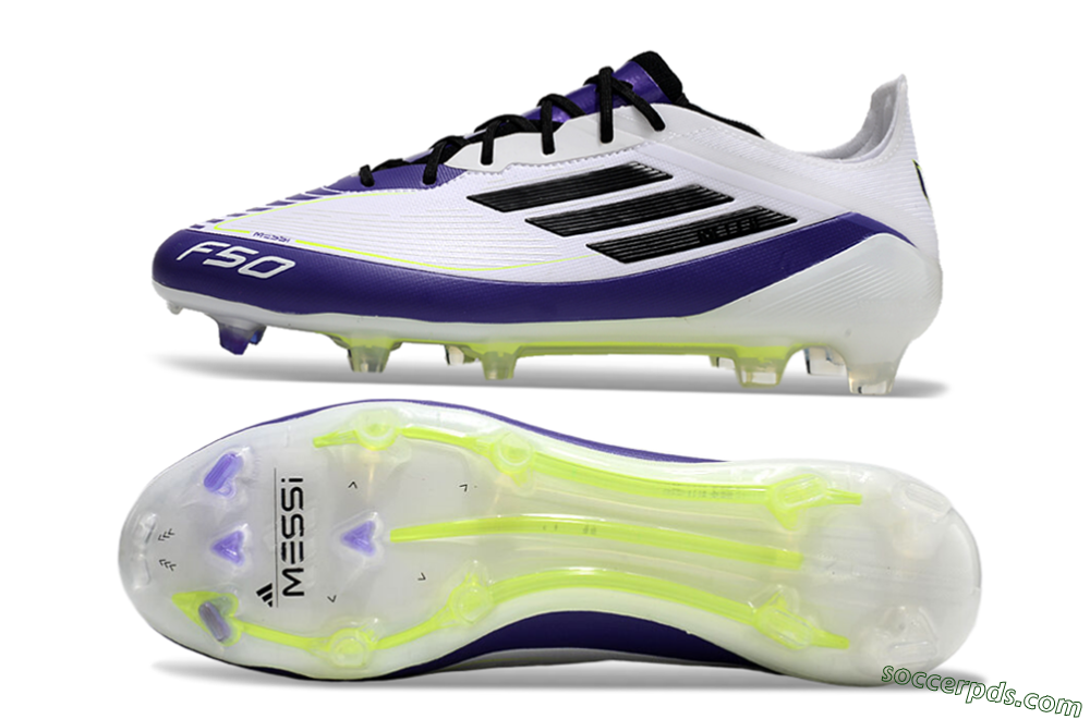 Adidas F50 Elite FG Low-Tops Football Boots - White/Purple/Black/Yellow 0