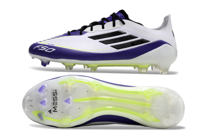 Adidas F50 Elite FG Low-Tops Football Boots - White/Purple/Black/Yellow