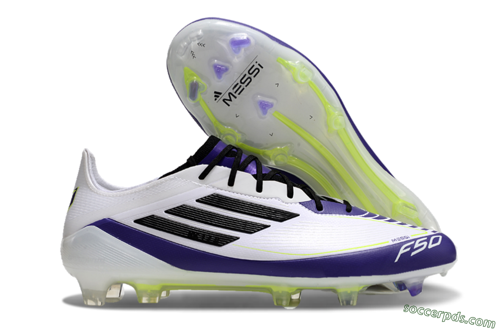 Adidas F50 Elite FG Low-Tops Football Boots - White/Purple/Black/Yellow 1