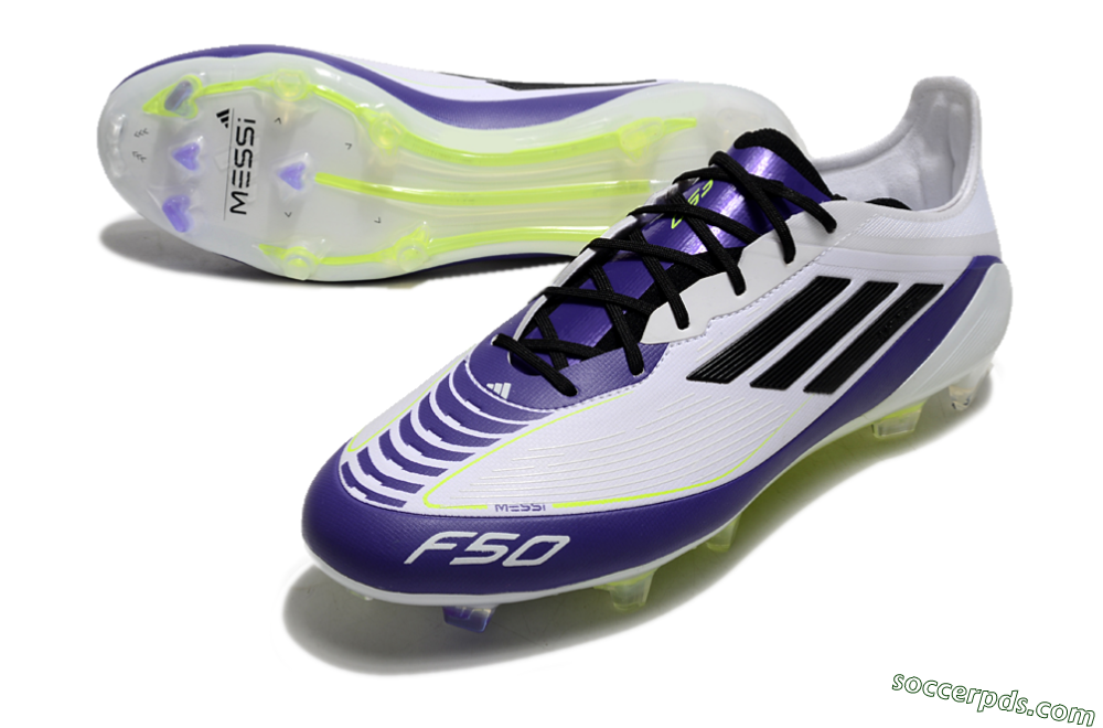 Adidas F50 Elite FG Low-Tops Football Boots - White/Purple/Black/Yellow 3