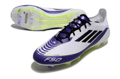 Adidas F50 Elite FG Low-Tops Football Boots - White/Purple/Black/Yellow