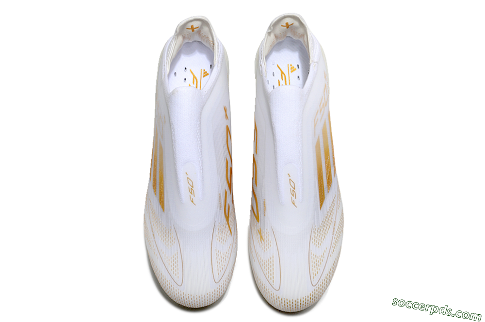 Adidas F50+ Lightstrike Pro Laceless FG Low-Tops Football Boots - White/Gold 4