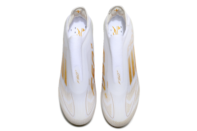Adidas F50+ Lightstrike Pro Laceless FG Low-Tops Football Boots - White/Gold