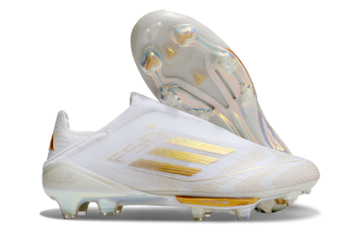 Adidas F50+ Lightstrike Pro Laceless FG Low-Tops Football Boots - White/Gold