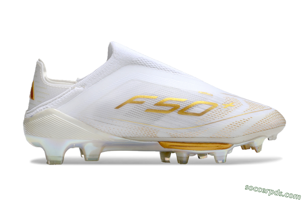 Adidas F50+ Lightstrike Pro Laceless FG Low-Tops Football Boots - White/Gold 6