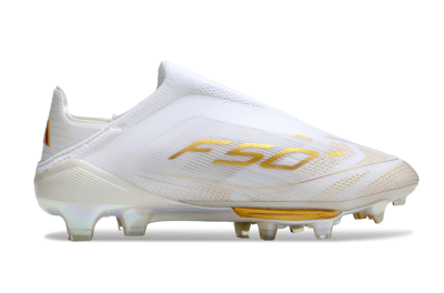 Adidas F50+ Lightstrike Pro Laceless FG Low-Tops Football Boots - White/Gold