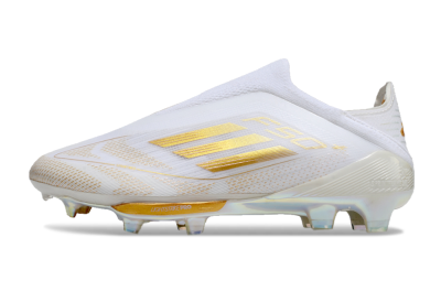 Adidas F50+ Lightstrike Pro Laceless FG Low-Tops Football Boots - White/Gold