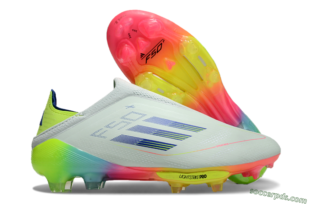 Adidas F50+ Lightstrike Pro Laceless FG Low-Tops Football Boots - Jade/Rainbow 1