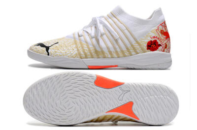 Puma Future Z 1.3 Teazer IC Low-Tops Football Shoes - White/Gold/Red
