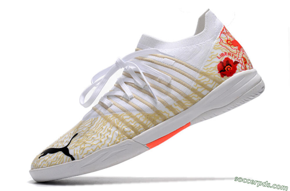 Puma Future Z 1.3 Teazer IC Low-Tops Football Shoes - White/Gold/Red 5
