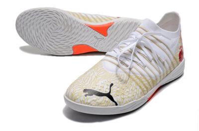 Puma Future Z 1.3 Teazer IC Low-Tops Football Shoes - White/Gold/Red