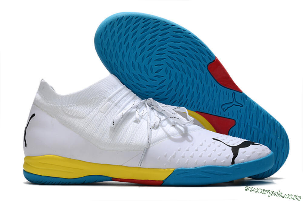 Puma Future Z 1.3 Teazer IC Low-Tops Football Shoes - White/Black/Blue/Yellow/Red 1